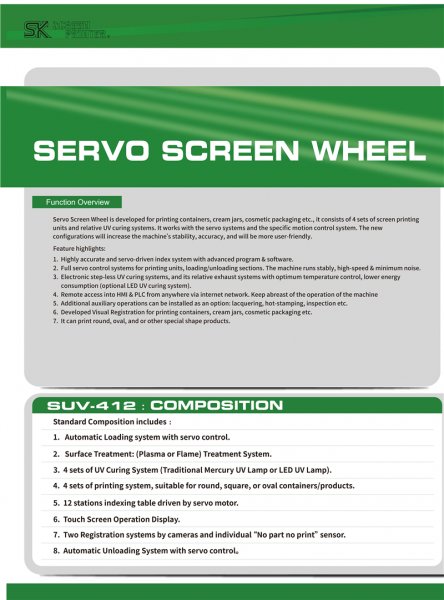 SUV-412 Servo Screen Printing machine